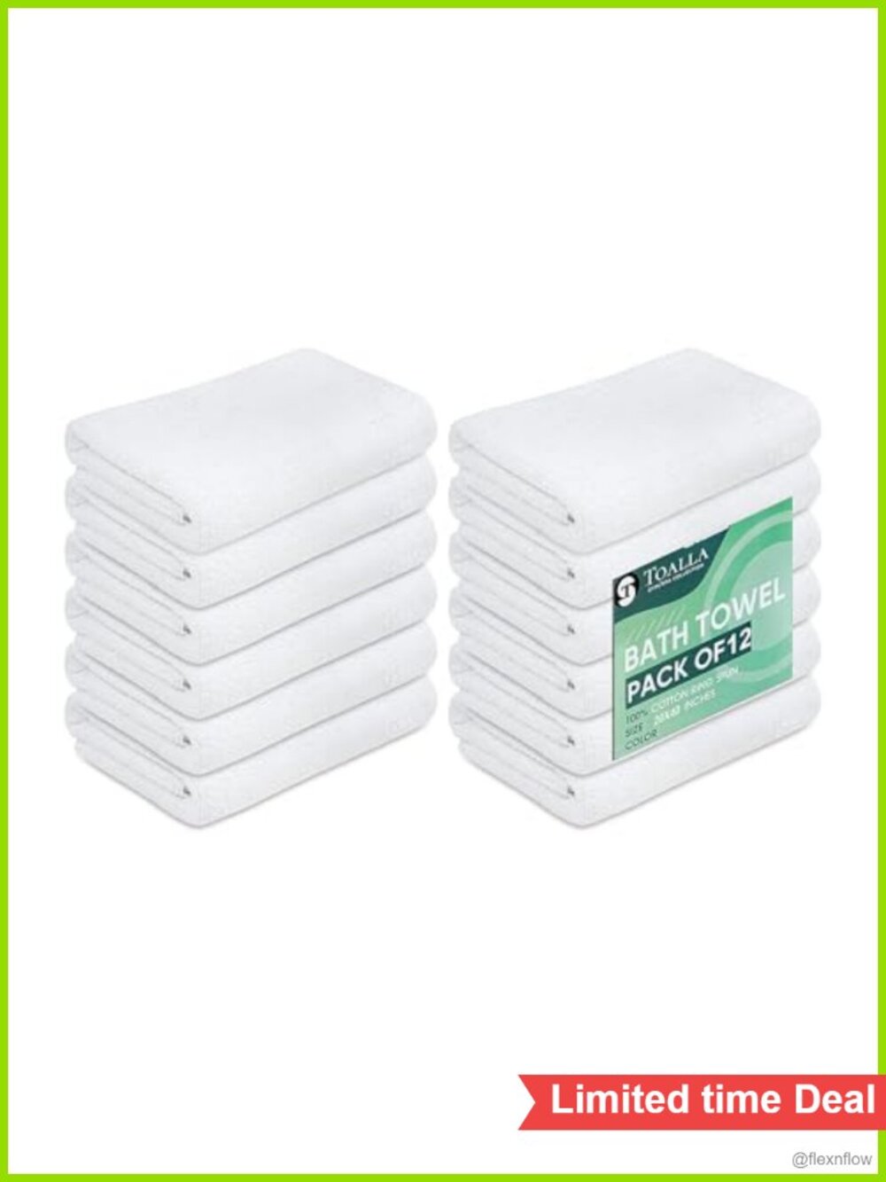 12 Pack 100% Cotton Bath Towels 20x40 Lightweight Quick Dry Commercial Grade